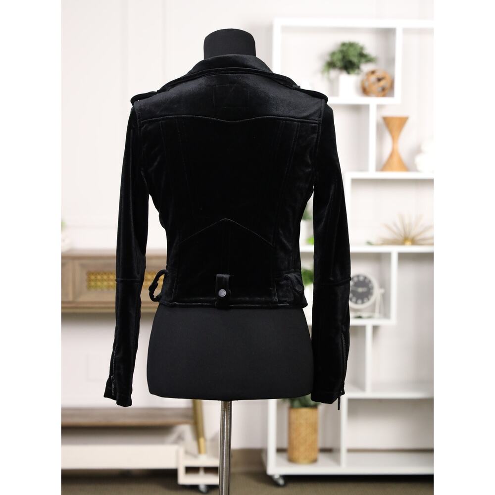 Edgy Luxe Rare BLANKNYC Nailed It Black Velvet Moto Jacket Night Out XS Sold Out - Picture 7 of 13